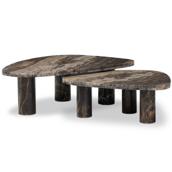 Nesting Stolik kawowys Set, Rocky Brown by Four Hands
